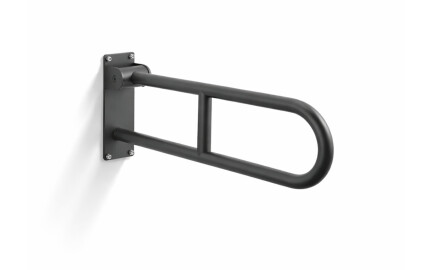 Vammaisille tarkoitettu tukikaide, Ø32, kaareva ja kallistuva, STANDARD - 60 cm / ruostumaton teräs, mattamusta