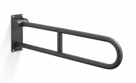 Vammaisille tarkoitettu tukikaide, Ø32, kaareva ja kallistuva, STANDARD - 80 cm / ruostumaton teräs, mattamusta