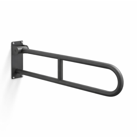 Vammaisille tarkoitettu tukikaide, Ø32, kaareva ja kallistuva, STANDARD - 80 cm / ruostumaton teräs, mattamusta #1