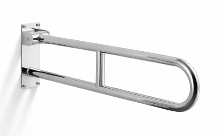 Vammaisille tarkoitettu tukikaide, Ø32, kaareva ja kääntyvä, STANDARD - 80 cm / kiillotettu ruostumaton teräs