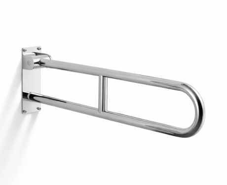 Vammaisille tarkoitettu tukikaide, Ø32, kaareva ja kääntyvä, STANDARD - 80 cm / kiillotettu ruostumaton teräs