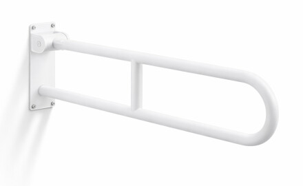 Vammaisille tarkoitettu tukikaide, Ø32, kaareva ja kallistuva, STANDARD - 80 cm / ruostumaton teräs, mattavalkoinen