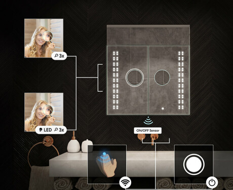 Kylpyhuoneen Peilikaappi LED - L55 Emily 66,5 x 72cm #5