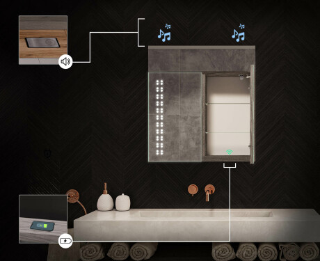 Kylpyhuoneen Peilikaappi LED - L55 Emily 66,5 x 72cm #6