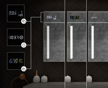 Seinäkiinnitteinen kylpyhuonekaappi LED-peilillä L02 Emily 100 x 72 cm, Oslo-tammen värissä #4