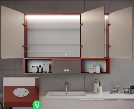 Kylpyhuonekaappi LED-Valoilla Emma - 3-ovinen 100 x 72cm #10
