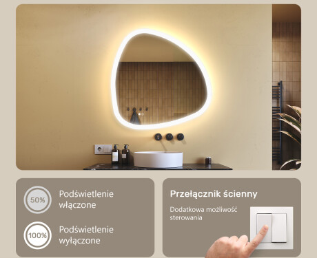 Dizainera LED vannas istabas spogulis 120x70cm ar aukstu LED krāsu 7000K, siltu krāsu 3000K vai neitrālu krāsu 4500K #3