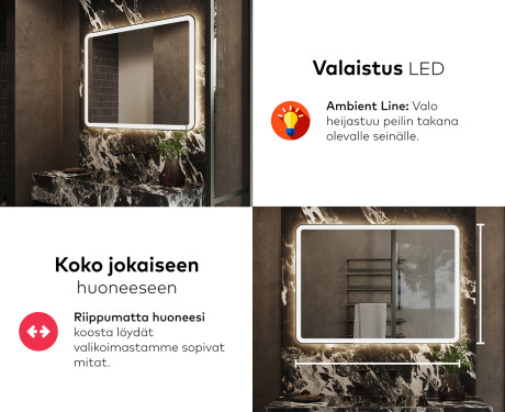 Kylpyhuoneen Peili Led-valoilla L141 #5