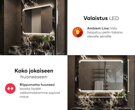 Kylpyhuoneen Peili Led-valoilla L145 #5