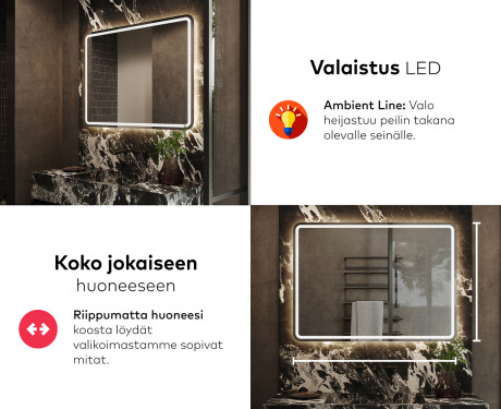 Kylpyhuoneen Peili Led-valoilla L147 #5