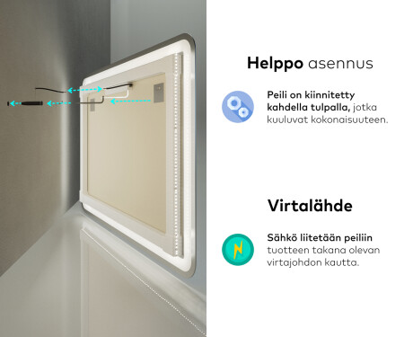 Kylpyhuoneen Peili Led-valoilla L148 #10
